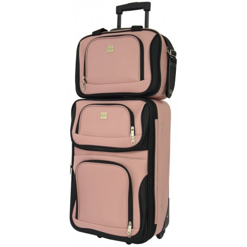 Комплект валіза і сумка Bonro Best середній розовий  (10080603)