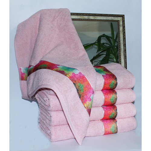 Полотенце Tag Tekstil махровое 70х140 см розовое сердца Весна 