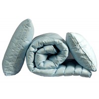 Комплект Tag Tekstil Одеяло 175*215 см лебяжий пух Голубое 2-спальное + 2 подушки 70х70 см	