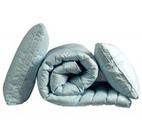 Комплект Tag Tekstil Одеяло 195х215 см лебяжий пух Голубое евро + 2 подушки 50х70 см