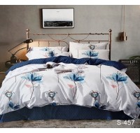 Комплект постельного белья Tag Tekstil семейный Сатин 100% хлопок с компаньоном S457