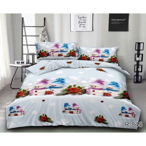 Комплект постельного белья Tag Tekstil с компаньоном 100% хлопок 1,5-сп. Снеговики R845
