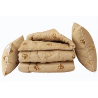 Набор Tag Tekstil одеяло теплое легкое евро + 2 подушки 50х70 см лебяжий пух Camel