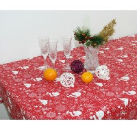 Скатерть ТМ TAG хлопок с влаго грязе отталкивающей пропиткой 150х180 см красная Новогодний Санта