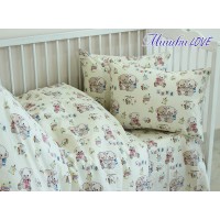 Детский комплект постельного белья в кроватку Tag Tekstil хлопок ранфорс люкс 115х143 см Мишки Love
