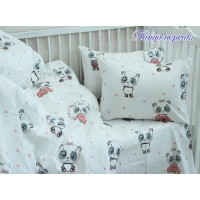 Детский комплект постельного белья в кроватку Tag Tekstil хлопок ранфорс люкс 115х143 см персик Панда
