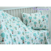 Детский комплект постельного белья в кроватку Tag Tekstil хлопок ранфорс люкс 115х143 см голубой К звездам