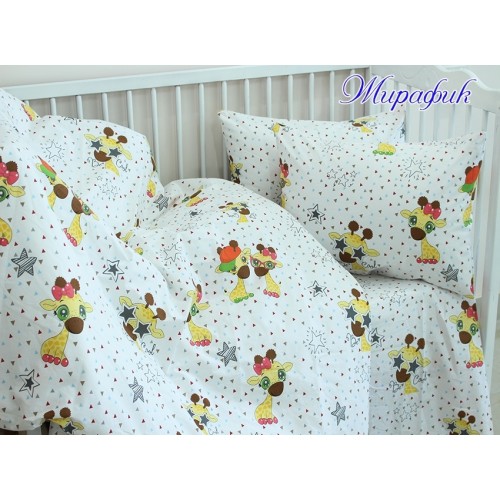 Детский комплект в кроватку Tag Tekstil простынь на резинке для матраса 60х120 см хлопок Жирафик