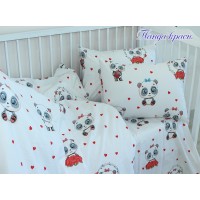 Детский комплект в кроватку Tag Tekstil простынь на резинке для матраса 60х120 см хлопок красный Панда