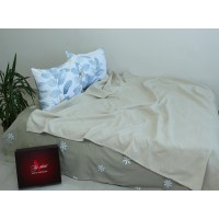Летний комплект постельного белья Tag Tekstil хлопок с простынью-покрывалом пике 160x235 см Бежевый (NP-03)