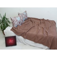 Летний комплект постельного белья Tag Tekstil хлопок с простынью-покрывалом пике 160x235 см коса Шоколадный (NP-08)
