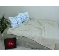 Летний комплект постельного белья Tag Tekstil хлопок с простынью-покрывалом пике 200x235 см Бежевый (NP-03)