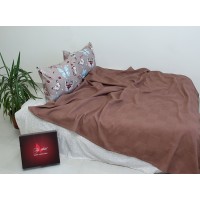 Летний комплект постельного белья Tag Tekstil хлопок с простынью-покрывалом пике 200x235 см Шоколад (NP-04)