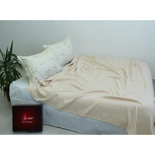 Летний комплект постельного белья Tag Tekstil хлопок с простынью-покрывалом пике 200x235 см (NP-13)