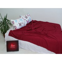 Летний комплект постельного белья Tag Tekstil хлопок с простынью-покрывалом пике 160x235 см Красный (NP-22)