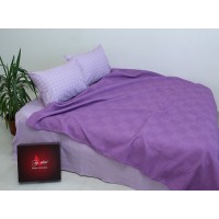 Летний комплект постельного белья Tag Tekstil хлопок с простынью-покрывалом пике 200x235 см клетка Сиреневый (NP-15)