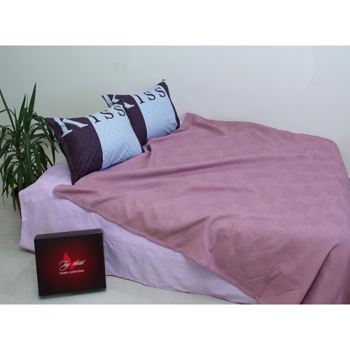 Летний комплект постельного белья Tag Tekstil хлопок с простынью-покрывалом пике 200x235 см (NP-17)