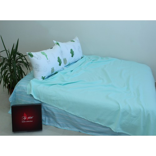 Летний комплект постельного белья Tag Tekstil хлопок с простынью-покрывалом пике 200x235 см (NP-23)