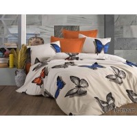 Комплект постельного белья Tag Tekstil с компаньоном хлопок ранфорс люкс 2 сп.  Бабочки R-T9217