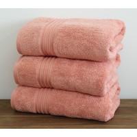 Полотенце махровое Tag Tekstil очень плотное 750 гр/м.кв. мягкое впитывающее 80х200 см цвет персик (Pearl)