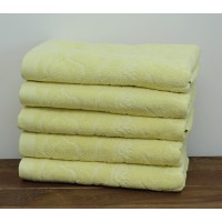 Полотенце махровое Tag Tekstil плотное мягкое впитывающее с узором 70х140 см цвет лимонный (Pentik)