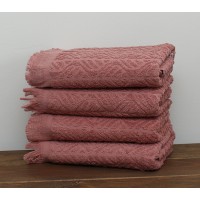 Полотенце Tag Tekstil махровое мягкое впитывающее с узором 50х90 см темно-розовое Camellia