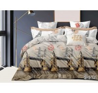 Комплект постельного белья Tag Tekstil с компаньоном сатин люкс 100% хлопок King Size S512