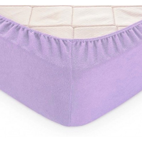 Простынь на резинке Tag Tekstil махровая 180х200 см для матраса высотой 18-30 см Lilac Breeze