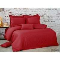 Комплект постельного белья Tag Tekstil страйп сатин 100% хлопок красный 1.5 сп. (LUXURY ST-1058)