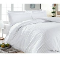 Комплект постельного белья Tag Tekstil страйп сатин 100% хлопок белый 1.5 сп. (LUXURY ST-1060)