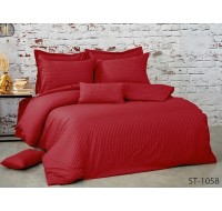 Комплект постельного белья Tag Tekstil страйп сатин 100% хлопок красный евро (LUXURY ST-1058)