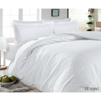 Комплект постельного белья Tag Tekstil страйп сатин 100% хлопок белый семейный (LUXURY ST-1060)