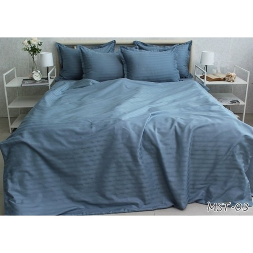 Комплект постельного белья Tag Tekstil премиум серия Multistripe страйп сатин 100% хлопок семейный (MST-03)