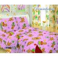 Комплект детского белья  Tag Tekstil 1,5-спальный  Обезьянки роз.