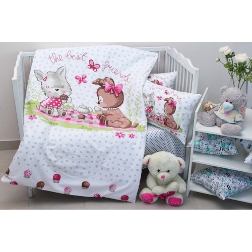 Детский комплект в кроватку Tag Tekstil 100% хлопок Best frends white