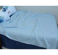 Простынь - покрывало Tag Tekstil 100% хлопок пике 160х235 см Клетка голубая