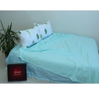 Простынь - покрывало Tag Tekstil 100% хлопок пике 200х235 см Полоса ментол