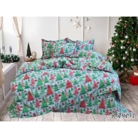 Комплект постельного белья Tag Tekstil ранфорс 100% хлопок 2 спальный Новогодняя елка R-T9131