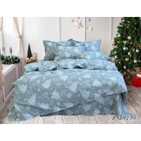 Комплект постельного белья Tag Tekstil ранфорс 100% хлопок евро Новогодние ели и снежинки R-T9133