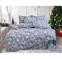 Комплект постельного белья Tag Tekstil ранфорс 100% хлопок евро Новогодние снежинки R-T9134