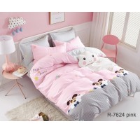 Комплект  постельного белья Tag Tekstil  евро с компаньоном R7624 pink