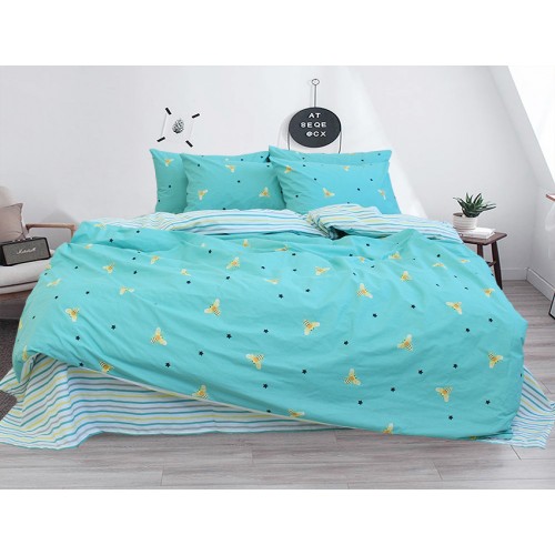 Комплект постельного белья с компаньоном Tag Tekstil ранфорс 100% хлопок 1,5 спальный Пчелки (R-V8161)
