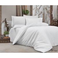 Комплект постельного белья Tag Tekstil страйп-сатин 100% хлопок евро Белый LUXURY ST-1037