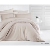 Комплект постельного белья Tag Tekstil страйп-сатин 100% хлопок 2 спальный Айвори LUXURY ST-1038