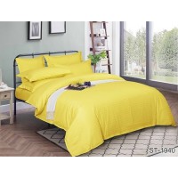 Комплект постельного белья Tag Tekstil страйп-сатин 100% хлопок семейный Желтый LUXURY ST-1040