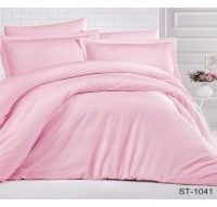 Комплект постельного белья Tag Tekstil страйп-сатин 100% хлопок 1,5 спальный Розовый LUXURY ST-1041