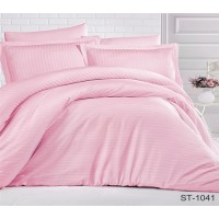 Комплект постельного белья Tag Tekstil страйп-сатин 100% хлопок King Size Розовый LUXURY ST-1041