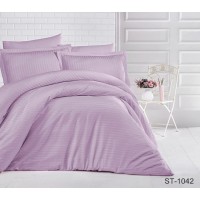 Комплект постельного белья Tag Tekstil страйп-сатин 100% хлопок 1,5 спальный Лаванда LUXURY ST-1042