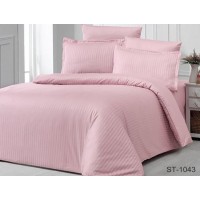 Комплект постельного белья Tag Tekstil страйп-сатин 100% хлопок 1,5 спальный Розовый LUXURY ST-1043