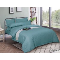 Комплект постельного белья Tag Tekstil страйп-сатин 100% хлопок 1,5 спальный Морская волна LUXURY ST-1045